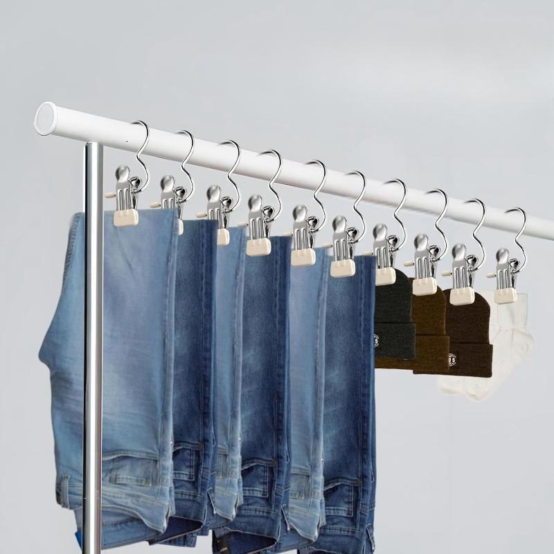 S Shaped Hook, 20pcs Multifunctional Stainless Steel Hanger Clip, Space Saving Hanger for Jeans, Hats, Towels, Home Organizer