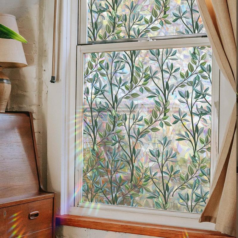 Room Decor Leaves Pattern Window Film, 1 Set Removable Electrostatic Window Sticker, Decorative Decal for Home Living Room, Bedroom Decor, Fall Decor, Home Decor, Items Today 2024 Home, Room Accessories