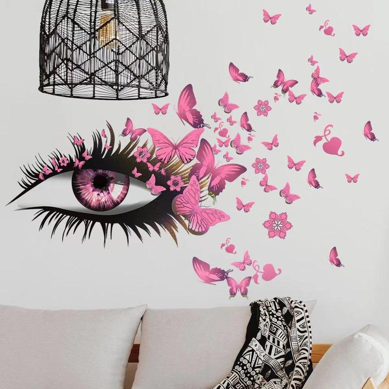 Butterfly & Eye Pattern Wall Sticker, 1 Count Creative Wall Decal For Home Decoration