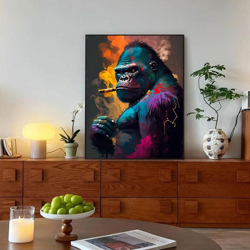 Gorilla Pattern Unframed Painting, 1 Count Modern Fashion Style Canvas Wall Art, Wall Decor for Home Living Room Bedroom Office School