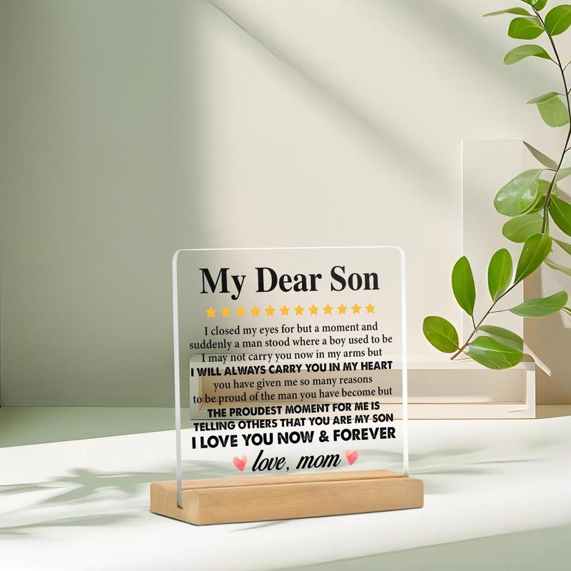 Creative Gift for Son,  Clear Acrylic Ornament, Desktop Decoration, Meaningful Gift From Mom To Son, Birthday & Graduation Gift