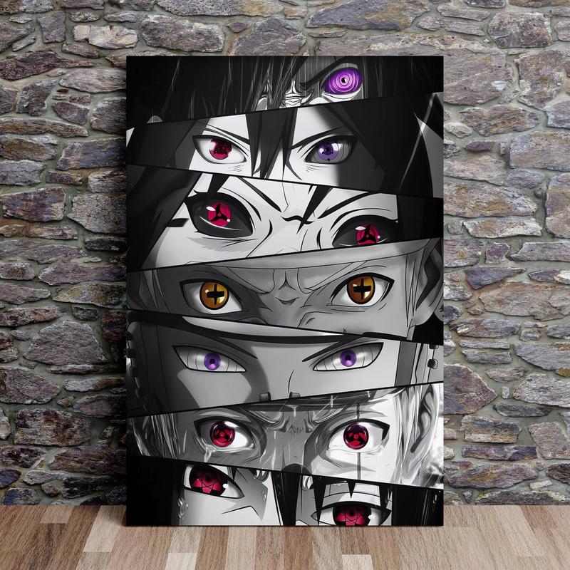 Naruto Poster Eyes Manga Art Anime Wall Print Minimalist Painting Art Naruto, Itachi, Kakashi Hatake Decor Photo Room Decoration