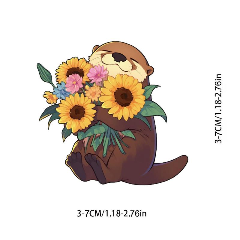 Otter Pattern Sticker, 50pcs Waterproof Self Adhesive Decor Paper, Decor Sticker for Gift Greeting Card Water Bottle Laptop Phone