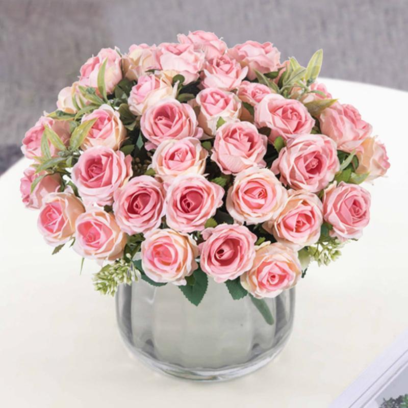 Artificial Rose Bouquet, 1 Count Faux Corsage DIY Decoration Ornaments, Decorative Flowers & Plants Ornaments for Home & Wedding Party Decor