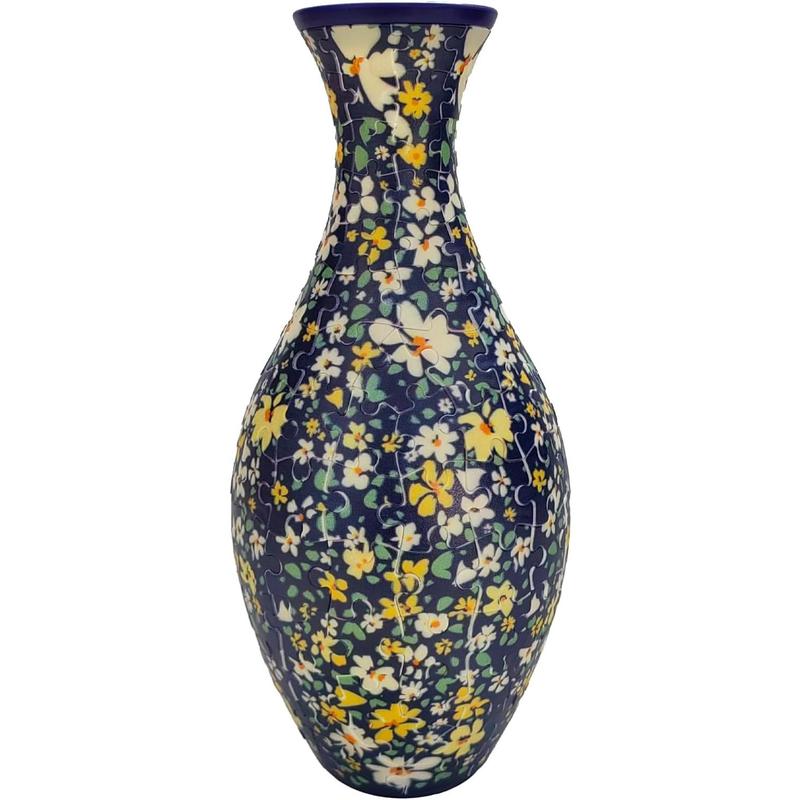 3D Puzzle Vase - Unique Flower Vase Crafted from 160 Curved Plastic Puzzle Pieces - Perfect Housewarming Gift for Flower Arrangements and Home Decoration (Small Floral)