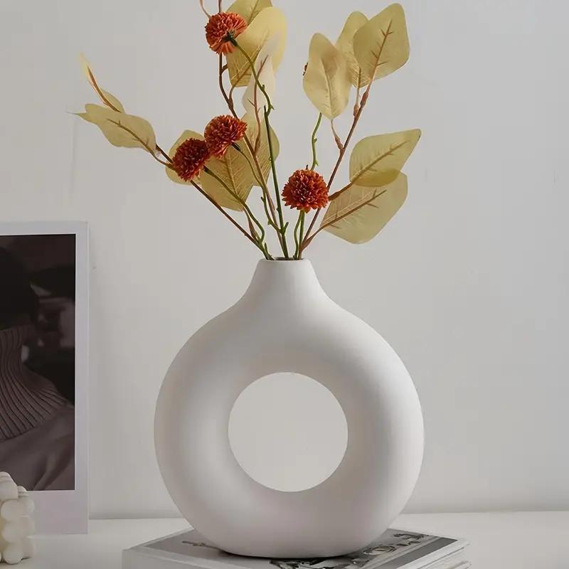 Modern Decorative Flower Vase without Flower, 1 Count Simple Art Desktop Centerpiece Vase, Home Decor Supplies for Living Room & Exhibition Hall