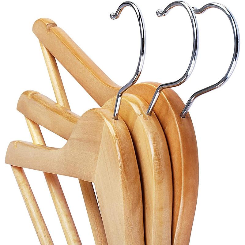 Premium Wooden Hangers 30 Pack - Durable & Slim Coat Hanger - Shoulder Grooves - Organiser, Hanging