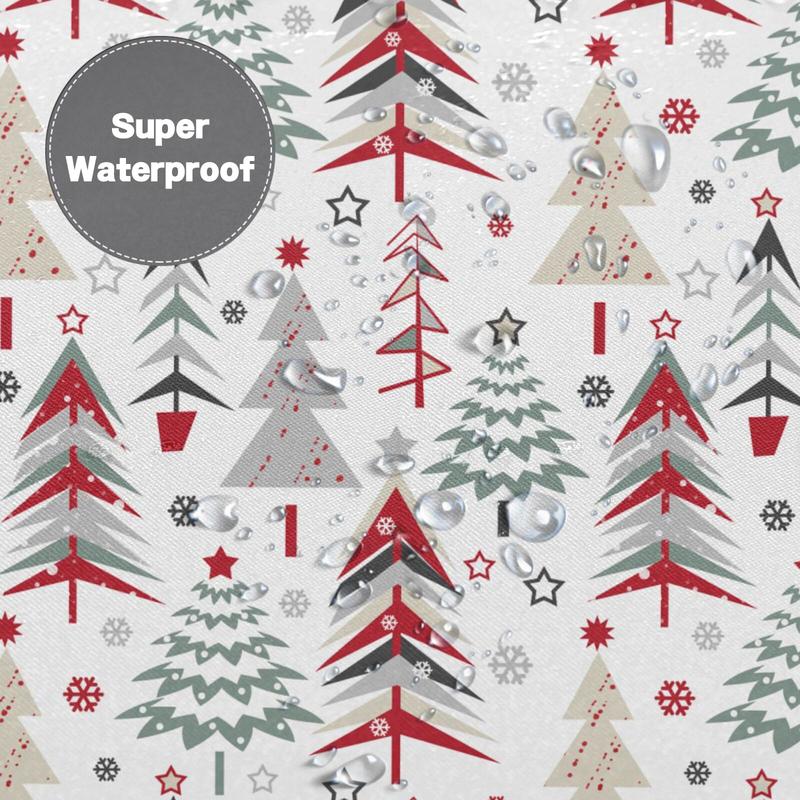 PAUSEBOLL Christmas Tree Shower Curtain, Xmas Tree Shower Sets Winter Snowflake New Year Holiday Home Bathroom Bathtubs Decor, Waterproof Polyester Fabric Bathroom Curtain Set with Hooks 72X72 Inches