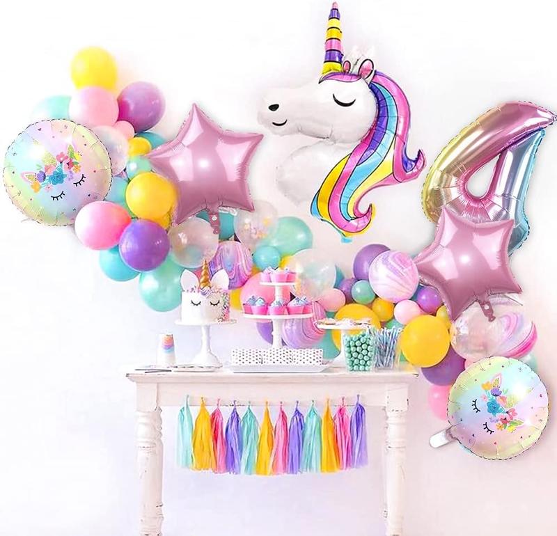 Unicorn Balloons Unicorn Birthday Party Decorations for Girls Foil Balloons Set Macaron and Rainbow Balloon Wedding  Shower Party Supplies (4)