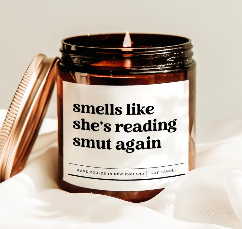 Smells Like She's Reading Smut Again Candle, Christmas Gift, Bookworm Gift, Reading Lover Gift, Bookish Candle, Romance Reader Gift, Christmas Candle, Funny Book Candles, Dark Romance Candle, Gift For Book Lover, Bookish Gifts, Gift For Her