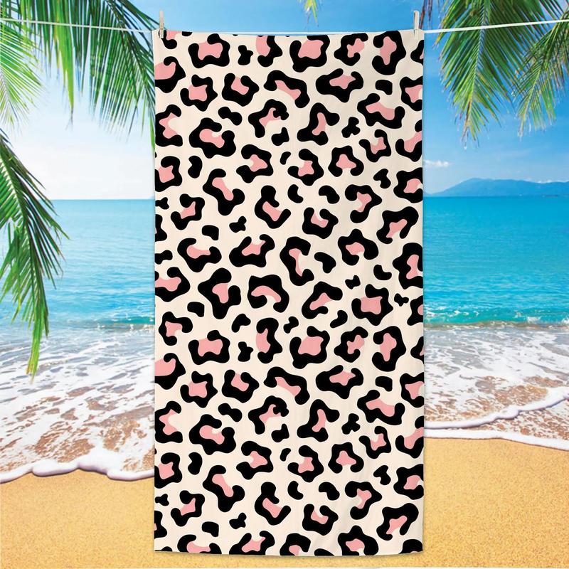 Leopard Print Beach Towel, Beach Blanket, Mat, Soft Absorbent Swimming Towel, Lightweight Quick-drying Towel for Swimming Beach Vacation Camping, Beach Trip, Travel Essentials, Vacation Sets, Swimsuit for Women 2024, Gifts