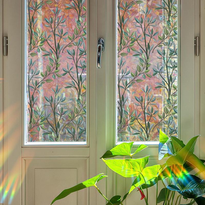 Room Decor Leaves Pattern Window Film, 1 Set Removable Electrostatic Window Sticker, Decorative Decal for Home Living Room, Bedroom Decor, Fall Decor, Home Decor, Items Today 2024 Home, Room Accessories