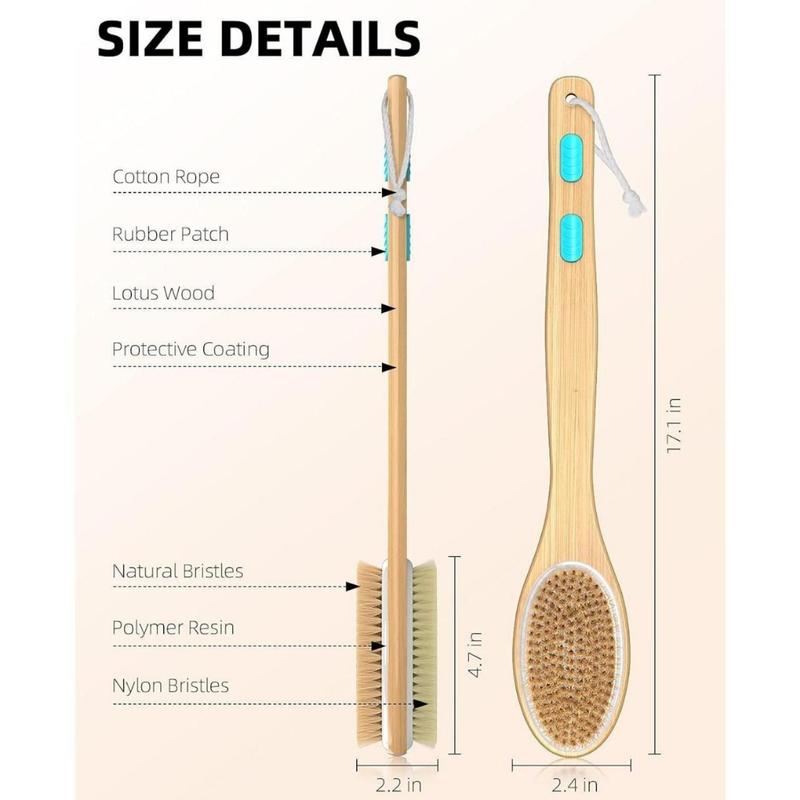 Shower Brush with Soft and Stiff Bristles, Bath Dual-Sided Long Handle Back Scrubber Body Exfoliator for Wet or Dry Brushing(Creative Life Pavilion) Accessories