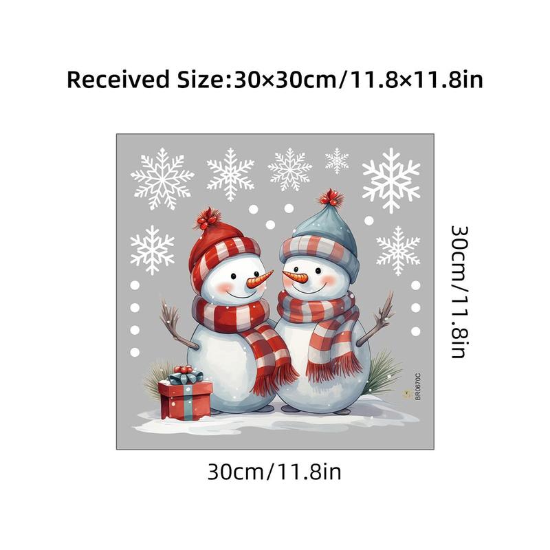 Christmas Snowman Pattern Window Sticker, 1 Count Self Adhesive Window Decal, Double Sided Window Decorative Sticker for Home Living Room Bedroom