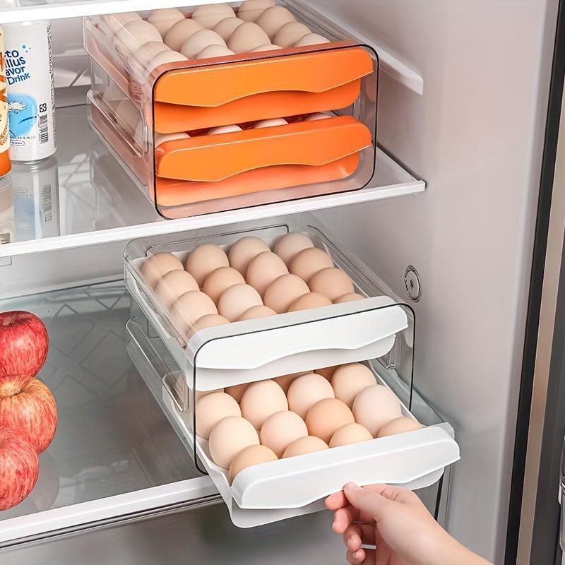 Double Layer Egg Storage Box, 1 Count Clear Egg Holder, Drawer Type Egg Organizer, Egg Storage Box for Home Kitchen Refrigerator