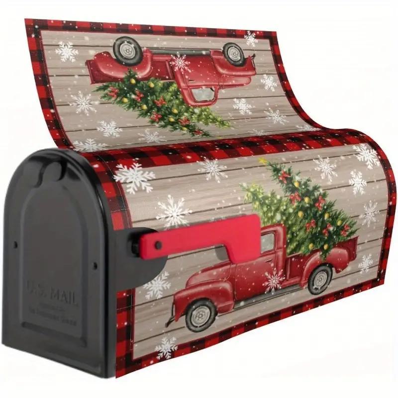 Magnetic Christmas Decoration Mailbox Cover, 1 Count Festive Winter Scene Pattern Mailbox Cover, Outdoor Holiday Decor for Home, Patio & Garden