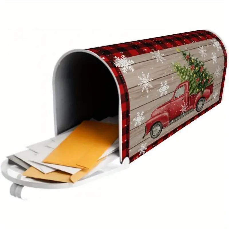 Magnetic Christmas Decoration Mailbox Cover, 1 Count Festive Winter Scene Pattern Mailbox Cover, Outdoor Holiday Decor for Home, Patio & Garden