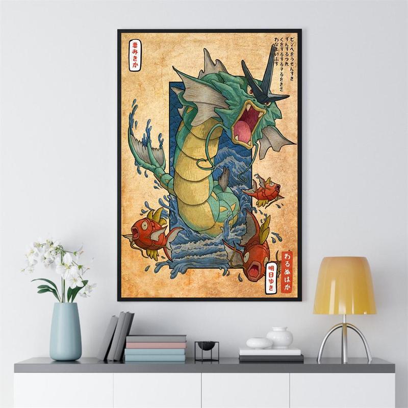 Vintage Dragon Pattern Unframed Painting, 1 Count Anime Character Poster, Retro Dragon Canvas Painting, Bedroom Living Room Home Decor