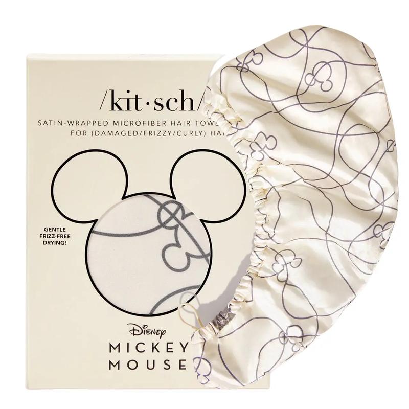 Kitsch & Mickey and Minnie Satin-Wrapped Hair Towel - Mickey Maze