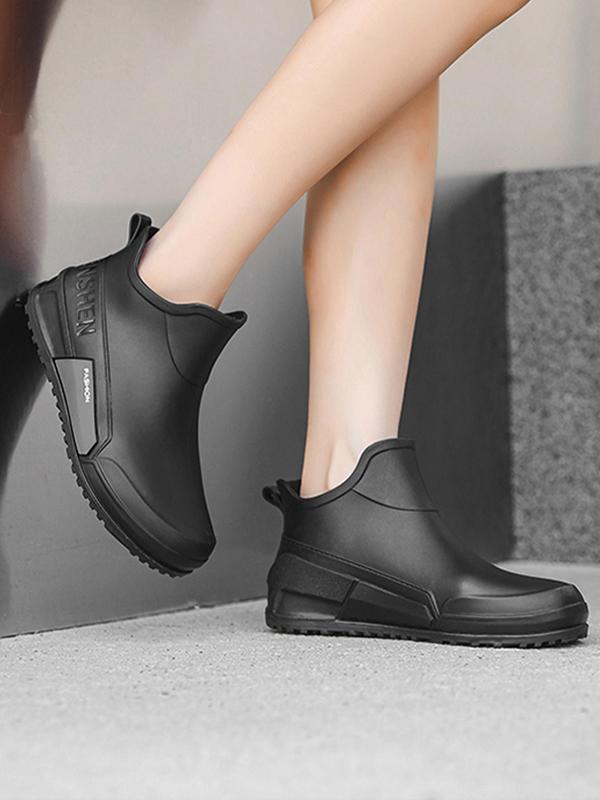 Women's Fashionable Solid Color Ankle Boots, Casual Waterproof Rain Boots for Outdoor, Female All-match Trendy Shoes for Daily Wear