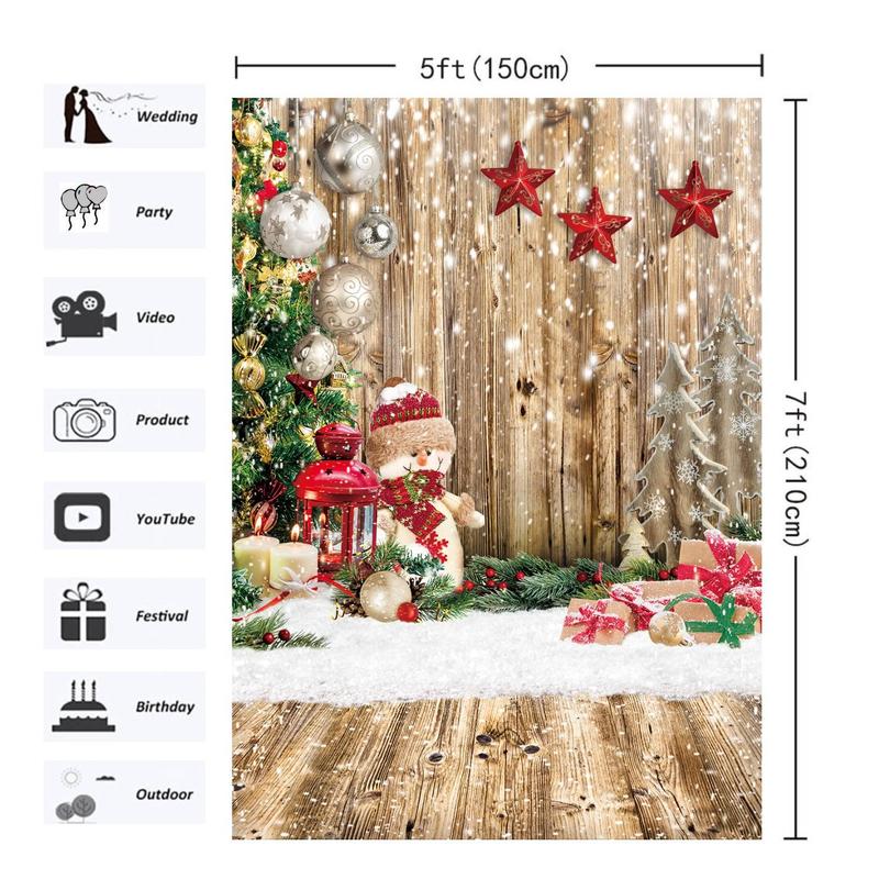 Winter Pine Tree Glitter Background, 1 Count Snowflake Party Decoration Supplies, Photo Studio Portrait Props for Festival Party