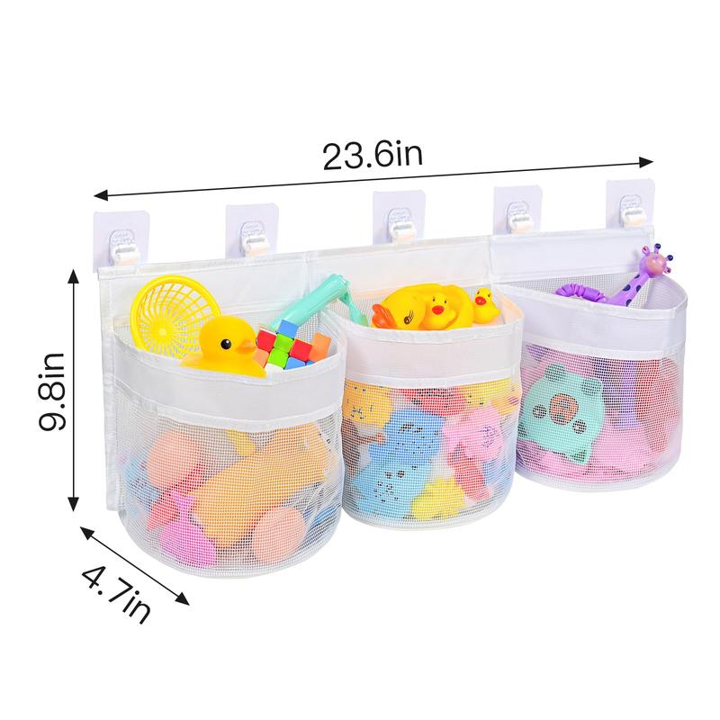 Bathroom Bath Toy Storage for Bathtub, Baby Bath Tub Toys Holder, Kids Mesh Shower Toy Organizer Basket