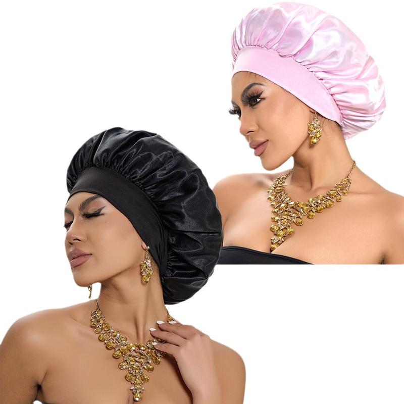 Large Satin Bonnet Silk Bonnet Hair Wrap for Sleeping Sleep Cap with Elastic Soft Band Big Bonnets for Women Hair Care Caps