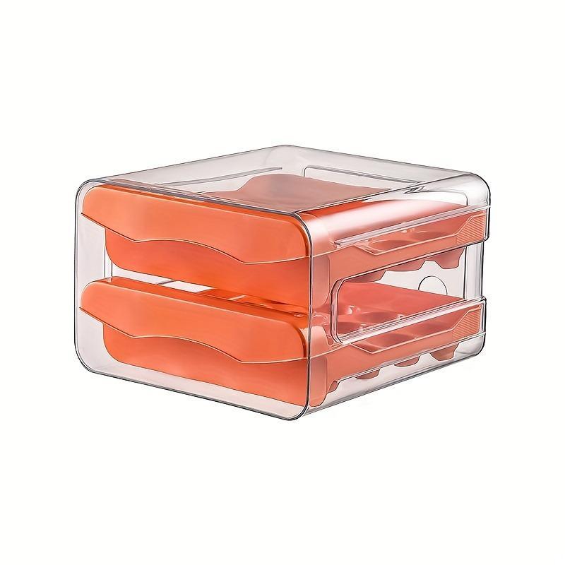 Double Layer Egg Storage Box, 1 Count Clear Egg Holder, Drawer Type Egg Organizer, Egg Storage Box for Home Kitchen Refrigerator