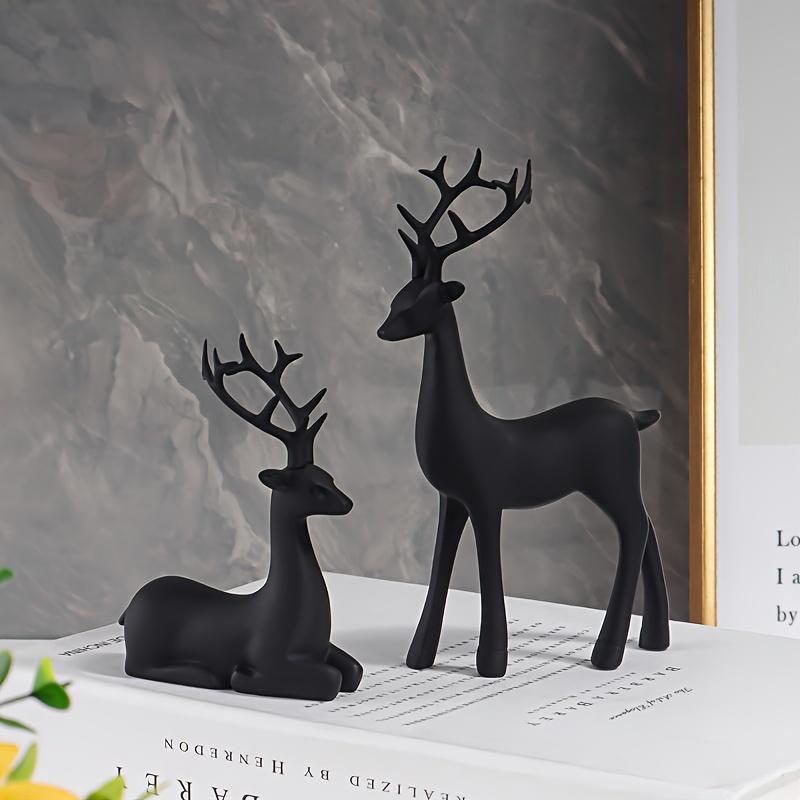 Deer Design Resin Ornament, 2 Counts Creative Desktop Decoration, Home Decor for Living Room, Office, Bookshelf, Tabletop