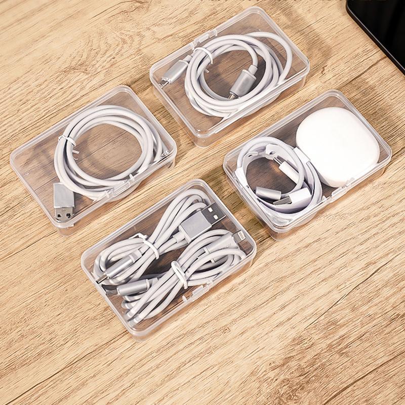 Cable Management Box, 1 Set Cable Organizer Including 7 Counts Flip Style Small Boxes & 1 Count Large Box, Desktop Charging Cable Storage Box for Office Home