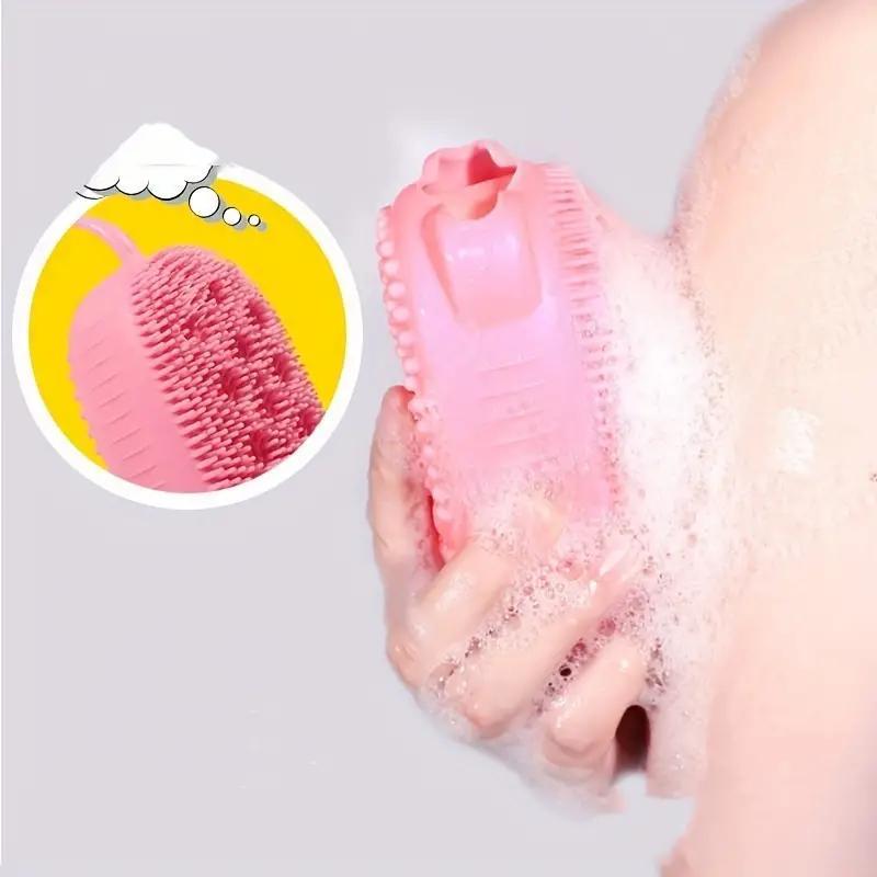 Double-sided Silicone Bath Brush, 4 Counts Random Color Bath Scrubber, Bath Brush for Exfoliating, Body Scrubber, Shower Exfoliator Accessories