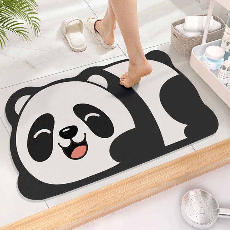 Water Absorbent Panda Pattern Bath Mat, 1 Count Cute Cartoon Bathroom Door Rug, Non-slip Floor Mat for Home Decor, Bathing Accessories