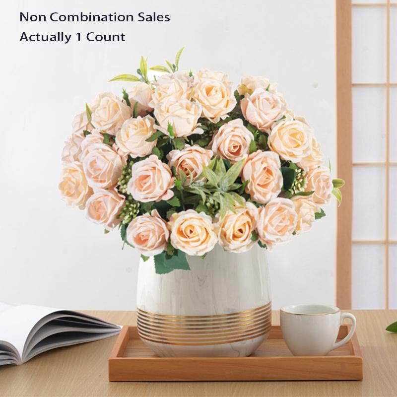 Artificial Rose Bouquet, 1 Count Faux Corsage DIY Decoration Ornaments, Decorative Flowers & Plants Ornaments for Home & Wedding Party Decor