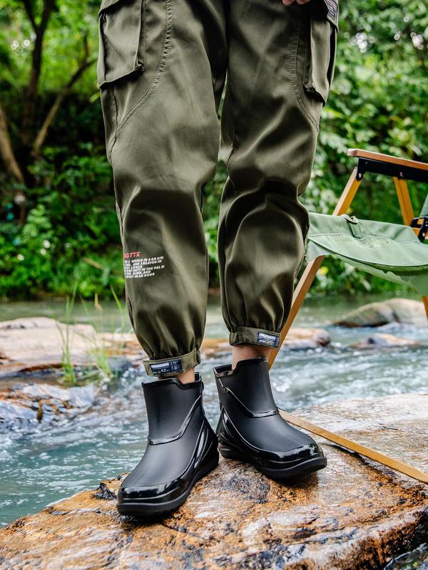 Men's Fashionable Waterproof Non-slip Rain Boots, Casual Outdoor Camping Rain Boots, Male All-match Round Toe Shoes for Daily Use