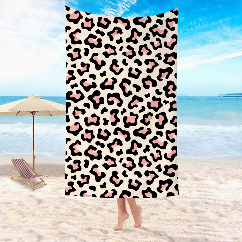 Leopard Print Beach Towel, Beach Blanket, Mat, Soft Absorbent Swimming Towel, Lightweight Quick-drying Towel for Swimming Beach Vacation Camping, Beach Trip, Travel Essentials, Vacation Sets, Swimsuit for Women 2024, Gifts