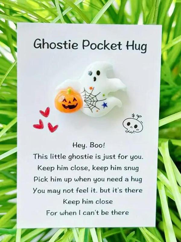 Ghost Pocket Hug & Encouragement Card, Multifunction Jewelry Making Charm, Perfect for Halloween, Birthdays, Weddings, and Back-to-school Gifts