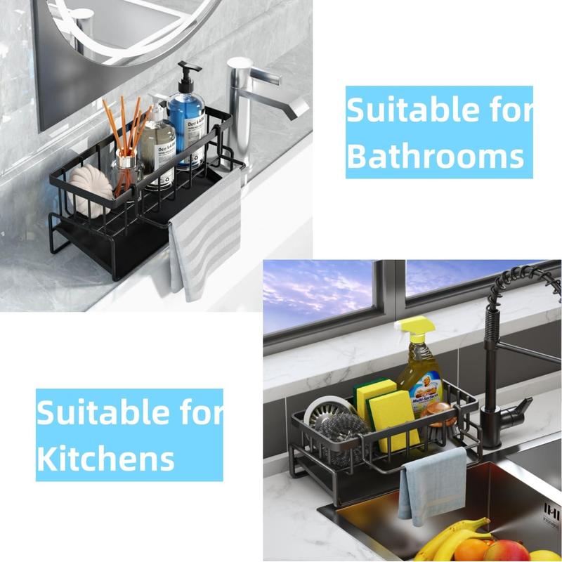 Kitchen Sink Storage Rack, Sink Caddy, Multifunctional Durable Cleaning Tool Storage Rack, Home Organizer for Kitchen & Bathroom