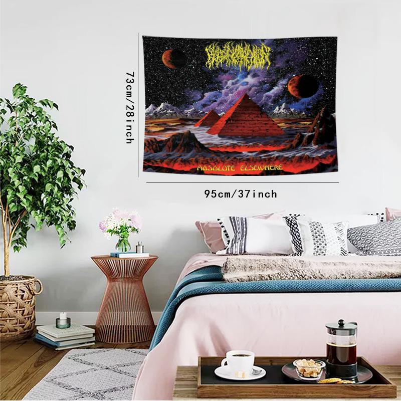 Pyramid Cosmic Adventure Pattern Tapestry, Aesthetic Wall Hanging Decor, Hanging Tapestry for Bedroom Home Office Decor, Home Decor