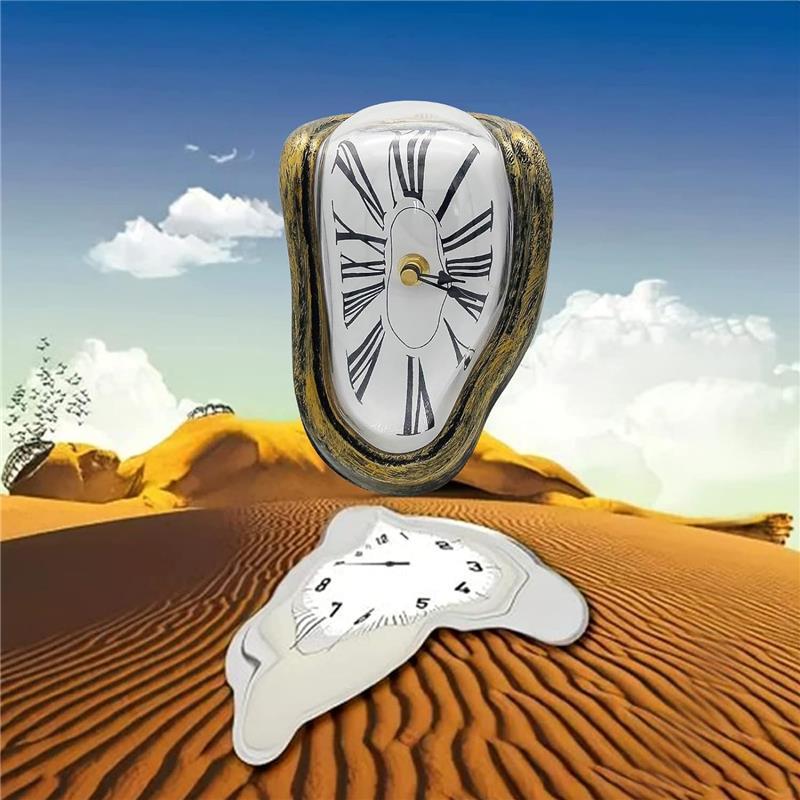 Melting Clock Salvador Dali Melting Clock, Funny Melted Clock Decor Maximalist Decor Melting Clock Wall for Decorative Home Office Shelf Desk Table Funny Creative Gift Artwork Decoration