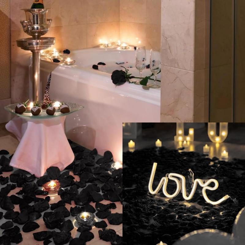 Black Rose Petals 1000 PCS Fake Rose Petals for Romantic Night,Hotel Decorations for Her,Black Party Decrationg, Valentine Decor, Artificial Rose Petals, Black Roses,Flower Petals (Black)