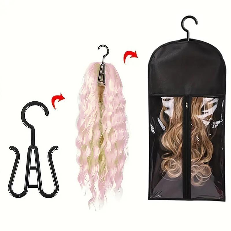 Wig Storage Bag with Hook, 6 Counts set Zipper Transparent Dustproof Wig Storage Bag for Christmas Gift, Hair Extension Holder, Wig Bag, Wig Storage for Salon & Home Use