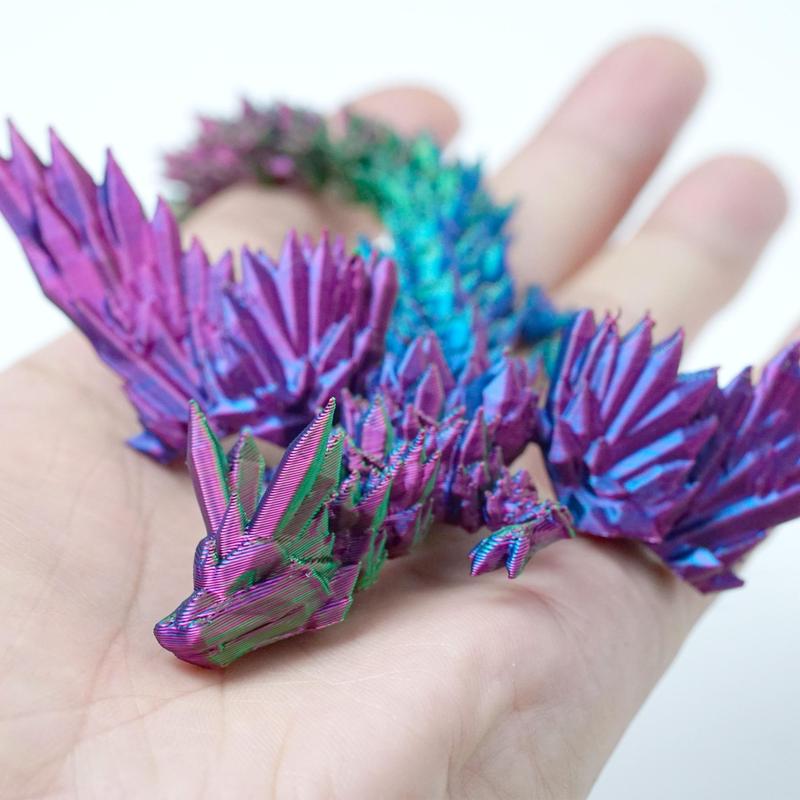 Multicolor 3D Printed Dragon Figurine with Wings, 1 Count Creative Desktop Ornament for Room Decor, Fidget Toy, Home Living Room Decor, Car Decor