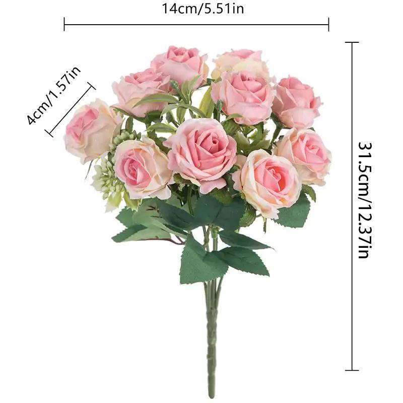 Artificial Rose Bouquet, 1 Count Faux Corsage DIY Decoration Ornaments, Decorative Flowers & Plants Ornaments for Home & Wedding Party Decor