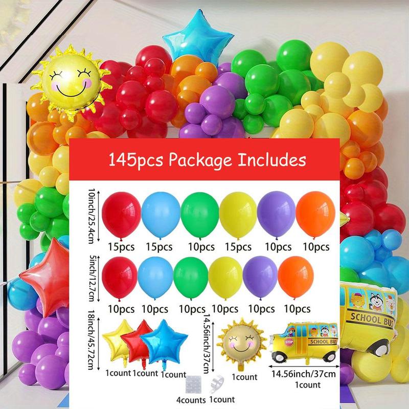 Balloon Garland Arch Kit, 145pcs set Mixed Color Balloon Set, Back To School Season Party Decor, Birthday Party Decor, Home Decor, Room Decor