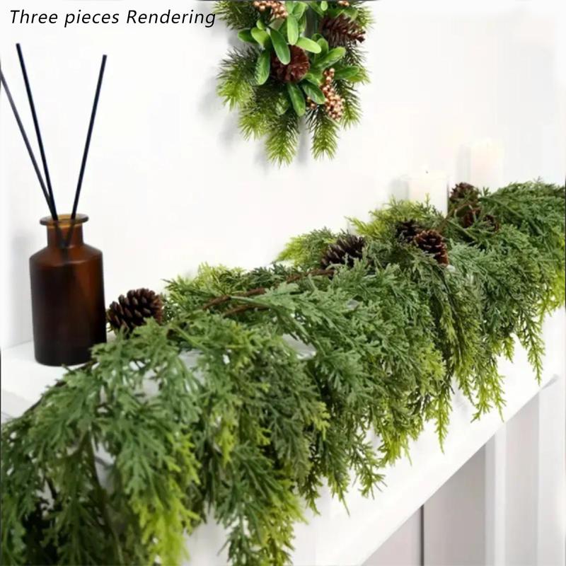 Lush Artificial Cedar Garland 72\- Great for Christmas and Holiday decorations, Vibrant Holiday Decor Decorative Fruit