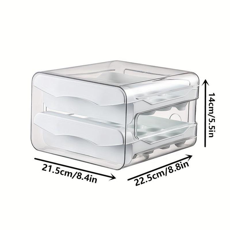 Double Layer Egg Storage Box, 1 Count Clear Egg Holder, Drawer Type Egg Organizer, Egg Storage Box for Home Kitchen Refrigerator