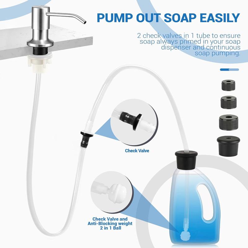 Kitchen Hack- Sink Soap Dispenser Tube Kit, 47” with Upgraded Check Value, Never Fill The Little Bottle Again