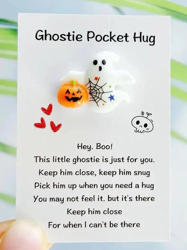 Ghost Pocket Hug & Encouragement Card, Multifunction Jewelry Making Charm, Perfect for Halloween, Birthdays, Weddings, and Back-to-school Gifts