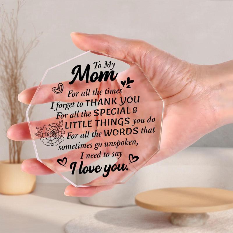 Acrylic Ornament, Transparent Acrylic Plaque, Mom Gift, Birthday Gift for Mom, Commemorative Decorations, Home Decor, Gift for Mom