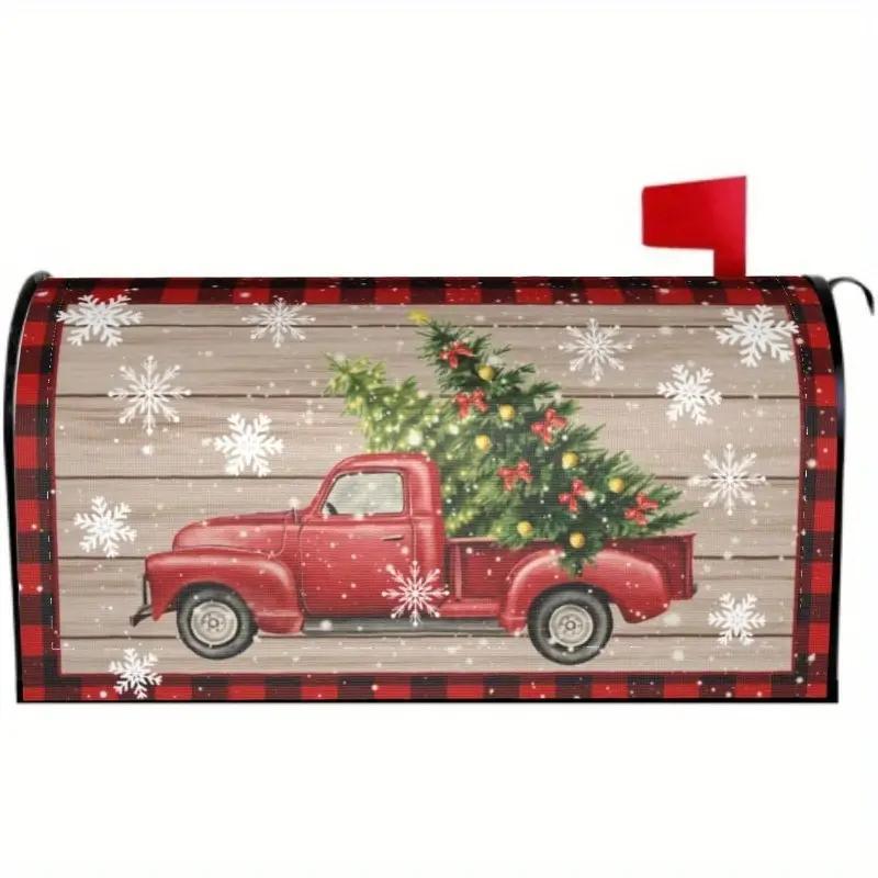 Magnetic Christmas Decoration Mailbox Cover, 1 Count Festive Winter Scene Pattern Mailbox Cover, Outdoor Holiday Decor for Home, Patio & Garden